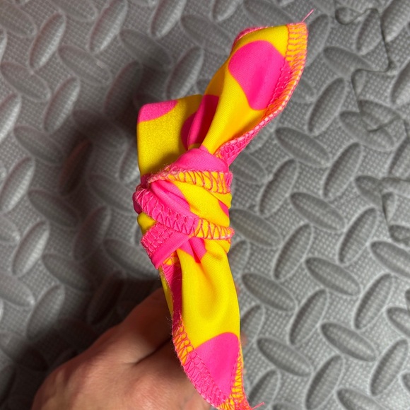 Weissman Bright Pink and Yellow Dance Costume and Headband Size Small - Picture 10 of 11